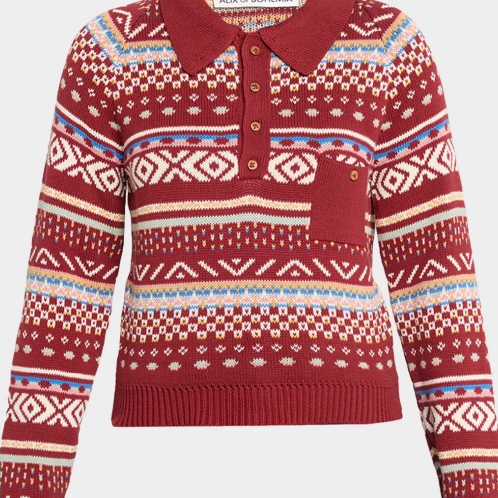 Alix Of Bohemia Red Patterned fairisle Sweater